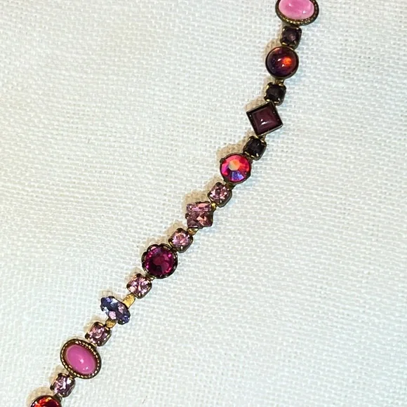 Vintage Sorrelli Pink Y Rhinestone Necklace - Picture 4 of 8